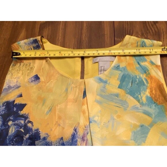 H&M Midi Summer Dress Sz 12 Floral Yellow Purple Sleeveless Cottagecore - Picture 8 of 16